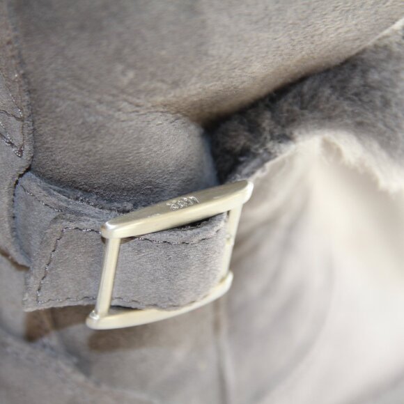 New without Tags Uggs Jannika Charcoal Suede Fur Cuff Booties Size 6. - Picture 4 of 13